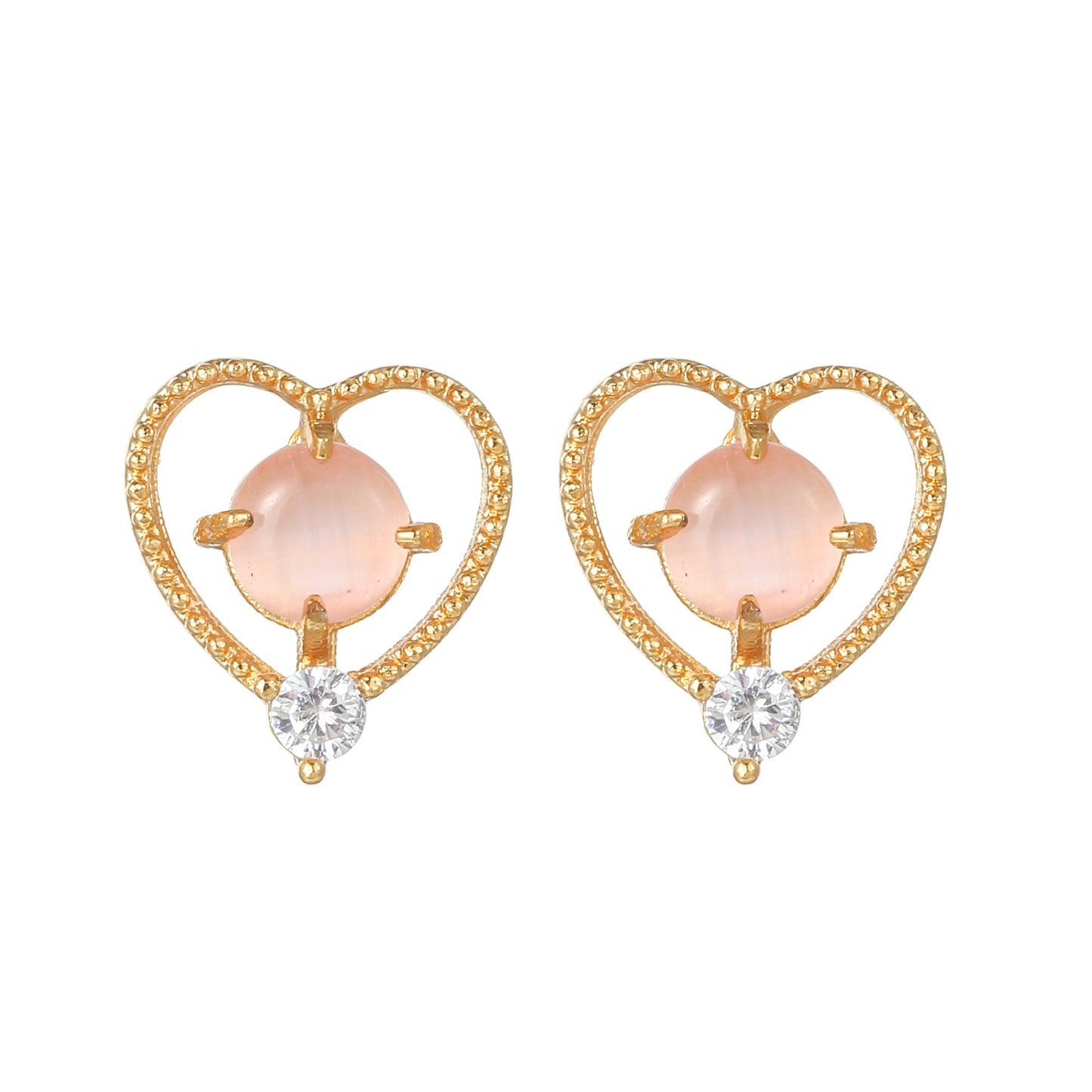 Pink Planet Collection Stud Earrings Heart Diamonds Stars Gold Plated