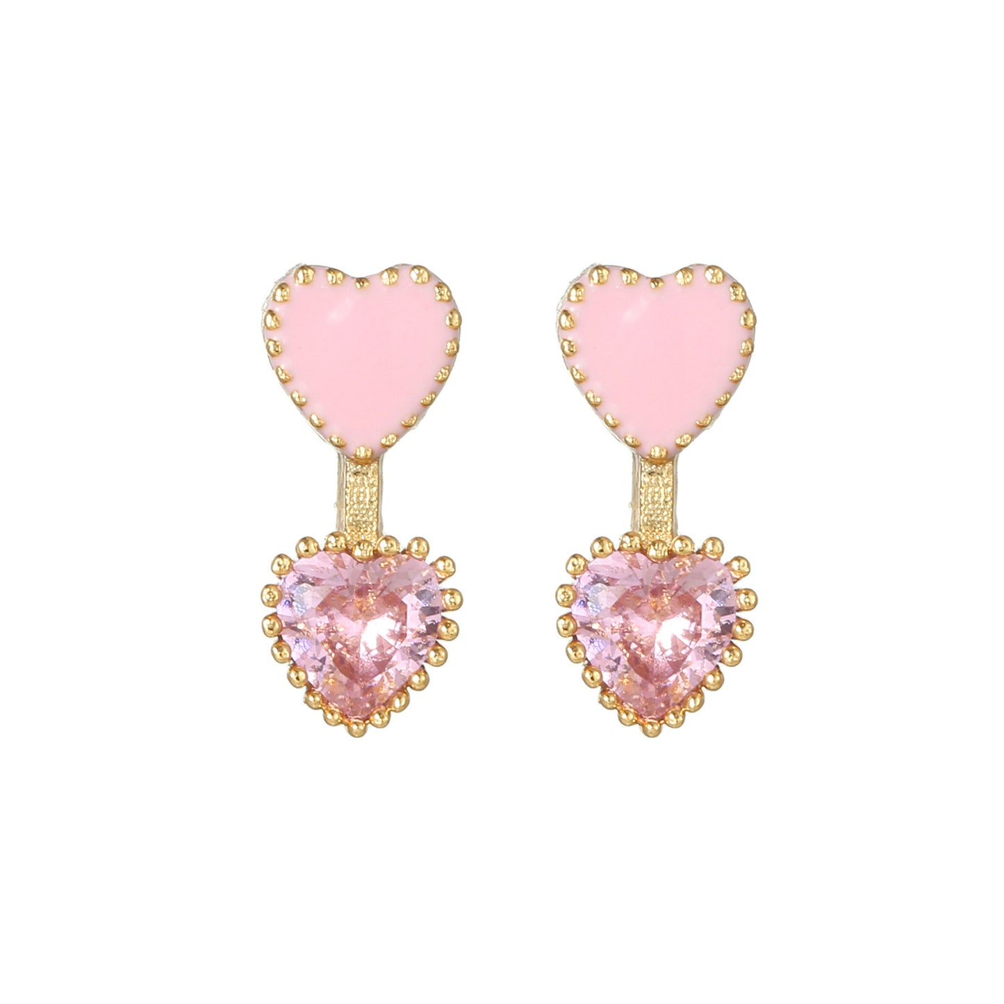 Pink Planet Collection Stud Earrings Heart Diamonds Stars Gold Plated