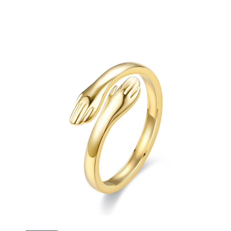 Embrace Ring Titanium Steel Gold Plated