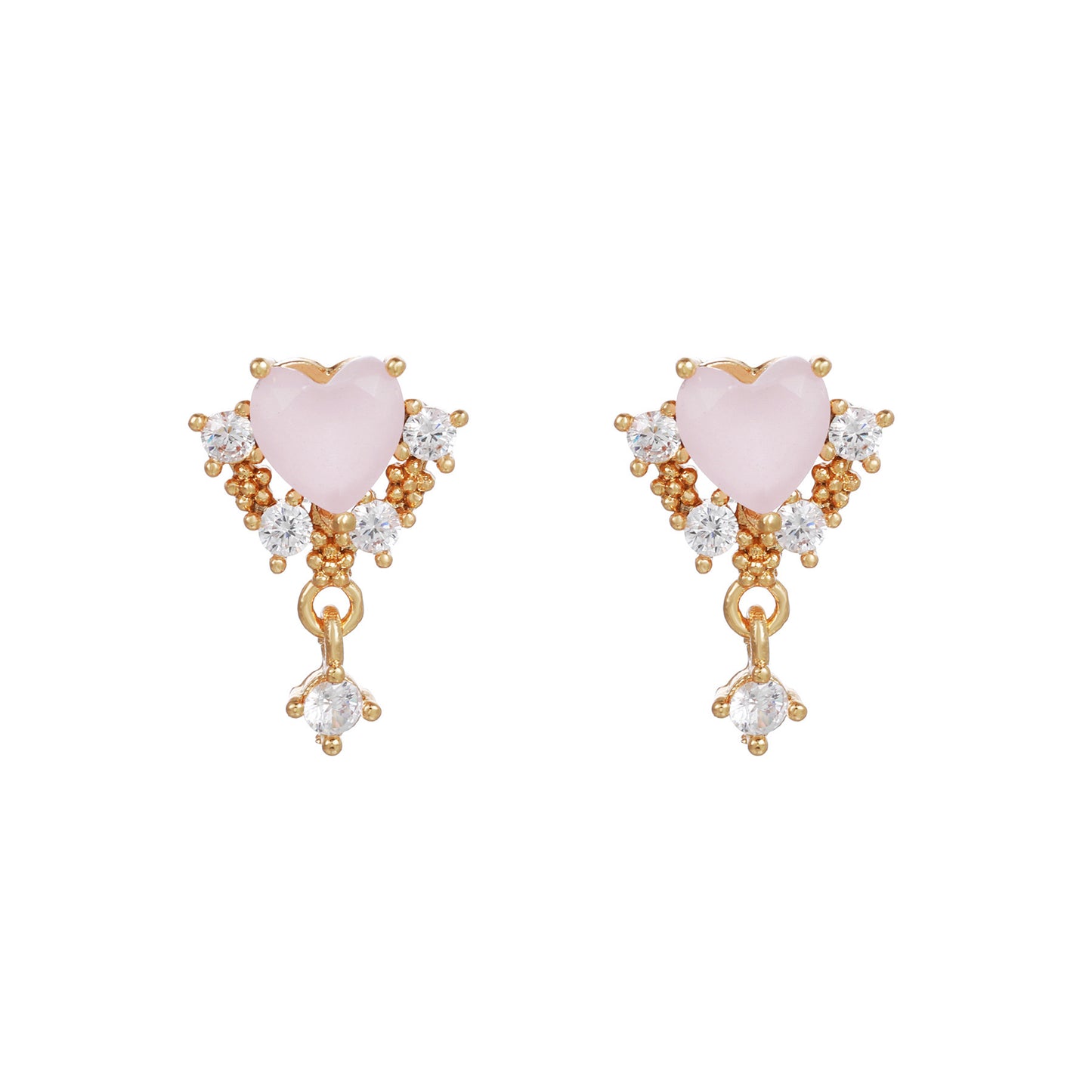 Pink Planet Collection Stud Earrings Heart Diamonds Stars Gold Plated