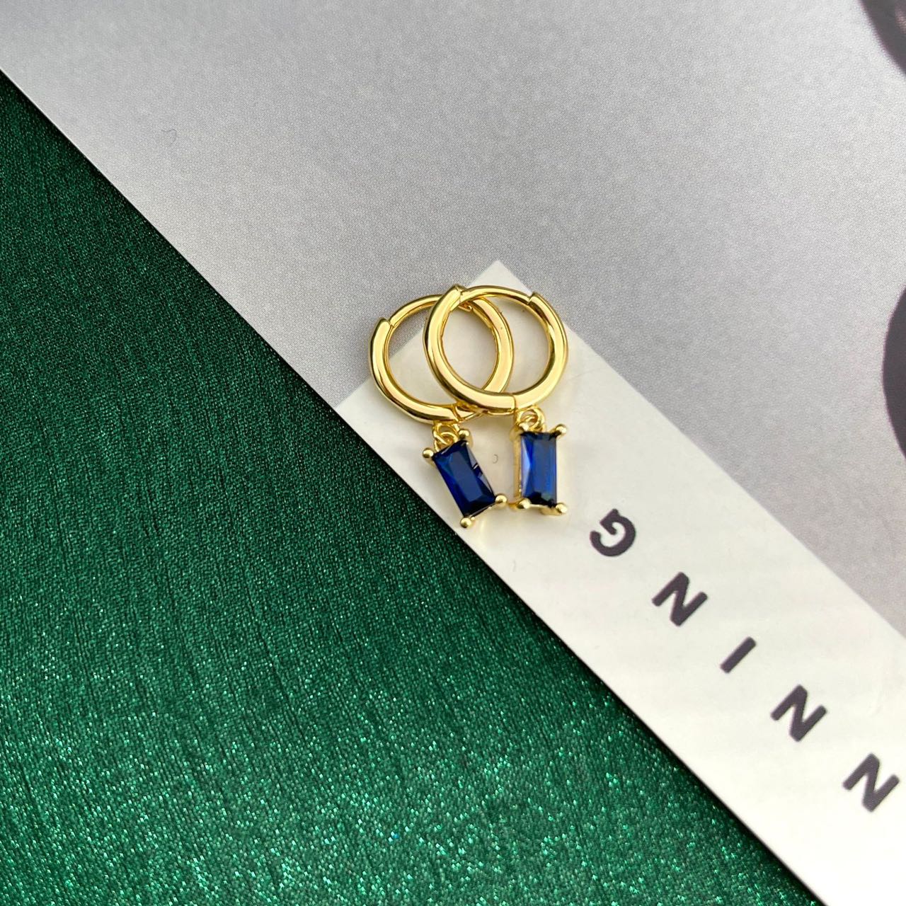 Square Diamond Dangle Earrings Multi Colour Gold Plated