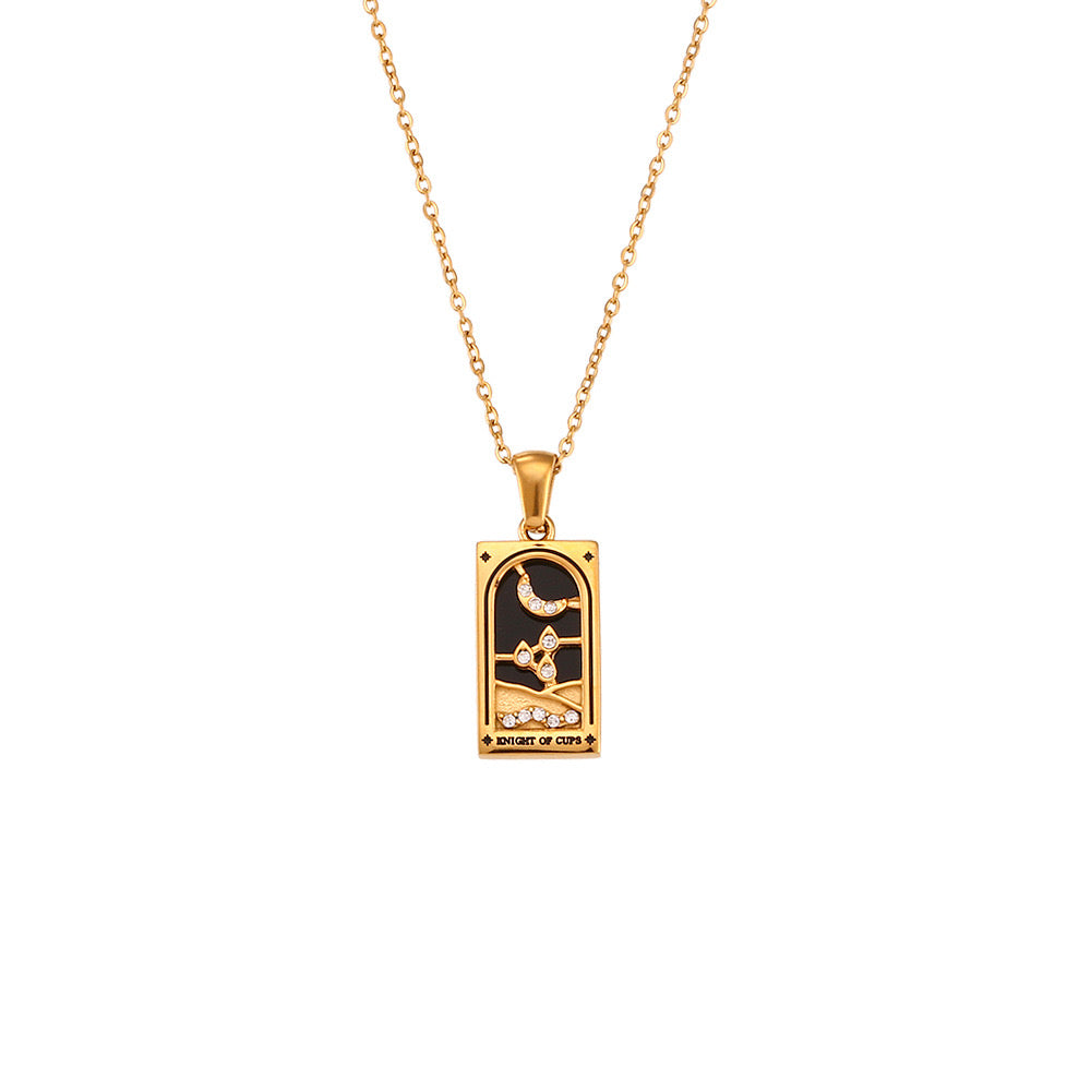 Tarot Necklace Gold Plated Stainless Steel - Knight of Cups