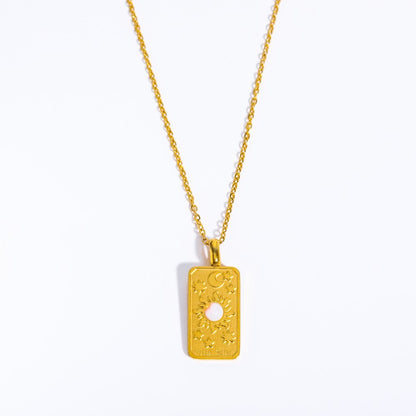 Tarot Necklace Star Moon Sun Gold Plated Stainless Steel - The Sun 2