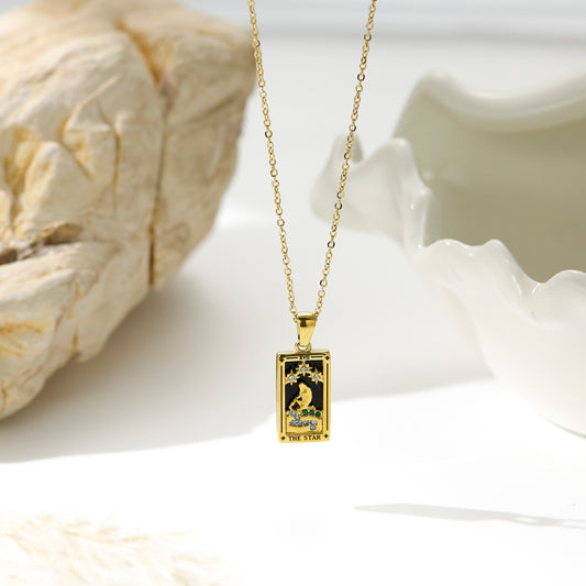 Tarot Necklace Gold Plated Stainless Steel - The Star