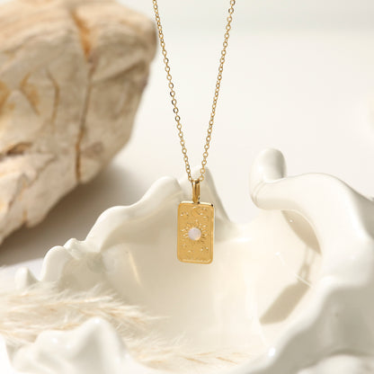 Tarot Necklace Star Moon Sun Gold Plated Stainless Steel - The Sun 2
