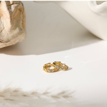 Earrings with Small Cutout and Gold-Plated Silver Pin Hoop