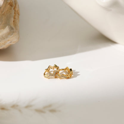Earrings with Small Cutout and Gold-Plated Silver Pin Hoop