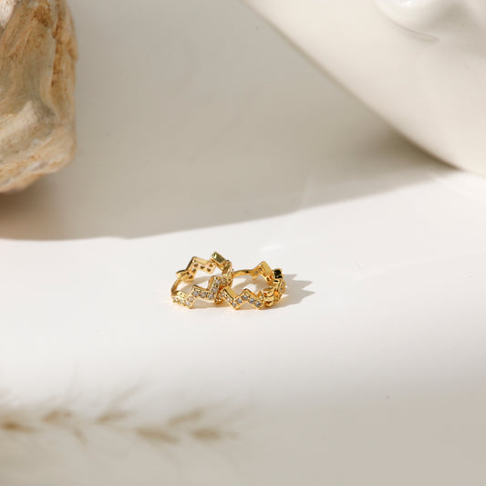 Earrings with Small Cutout and Gold-Plated Silver Pin Hoop
