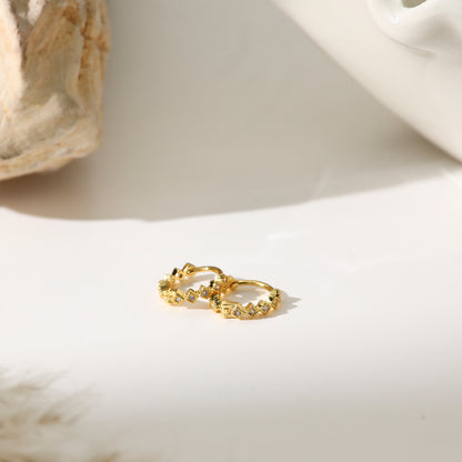 Earrings with Small Cutout and Gold-Plated Silver Pin Hoop