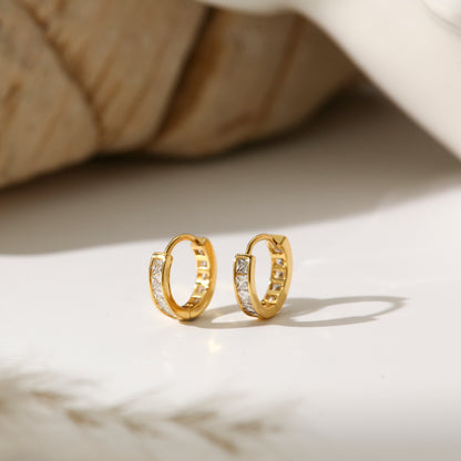 Earrings with Small Cutout and Gold-Plated Silver Pin Hoop