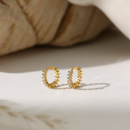 Earrings with Small Cutout and Gold-Plated Silver Pin Hoop