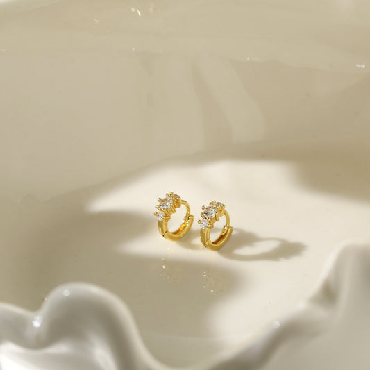 Earrings with Cutout Pattern and Gold-Plated Silver Pin Hoop