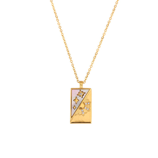 Tarot Necklace Gold Plated Stainless Steel - Star Sun