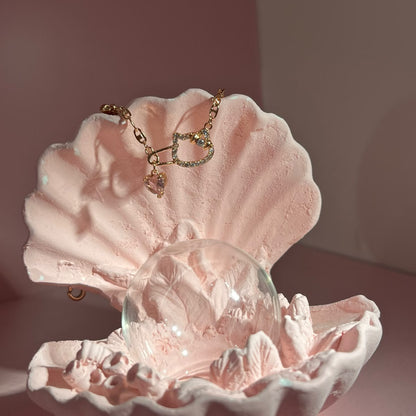 Rose Gold Pink Heart Hello Kitty Charm Gold-Plated Brass Bracelet