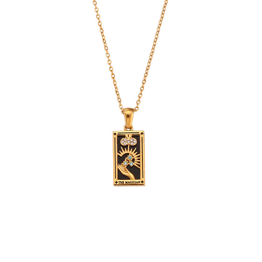 Tarot Necklace Gold Plated Stainless Steel - The Magician
